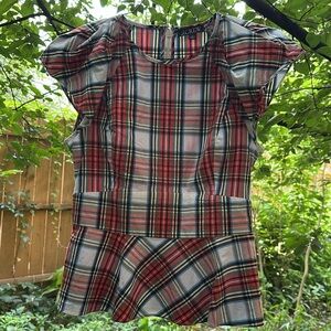 J. Crew Multicolor Plaid Short Sleeve Blouse
